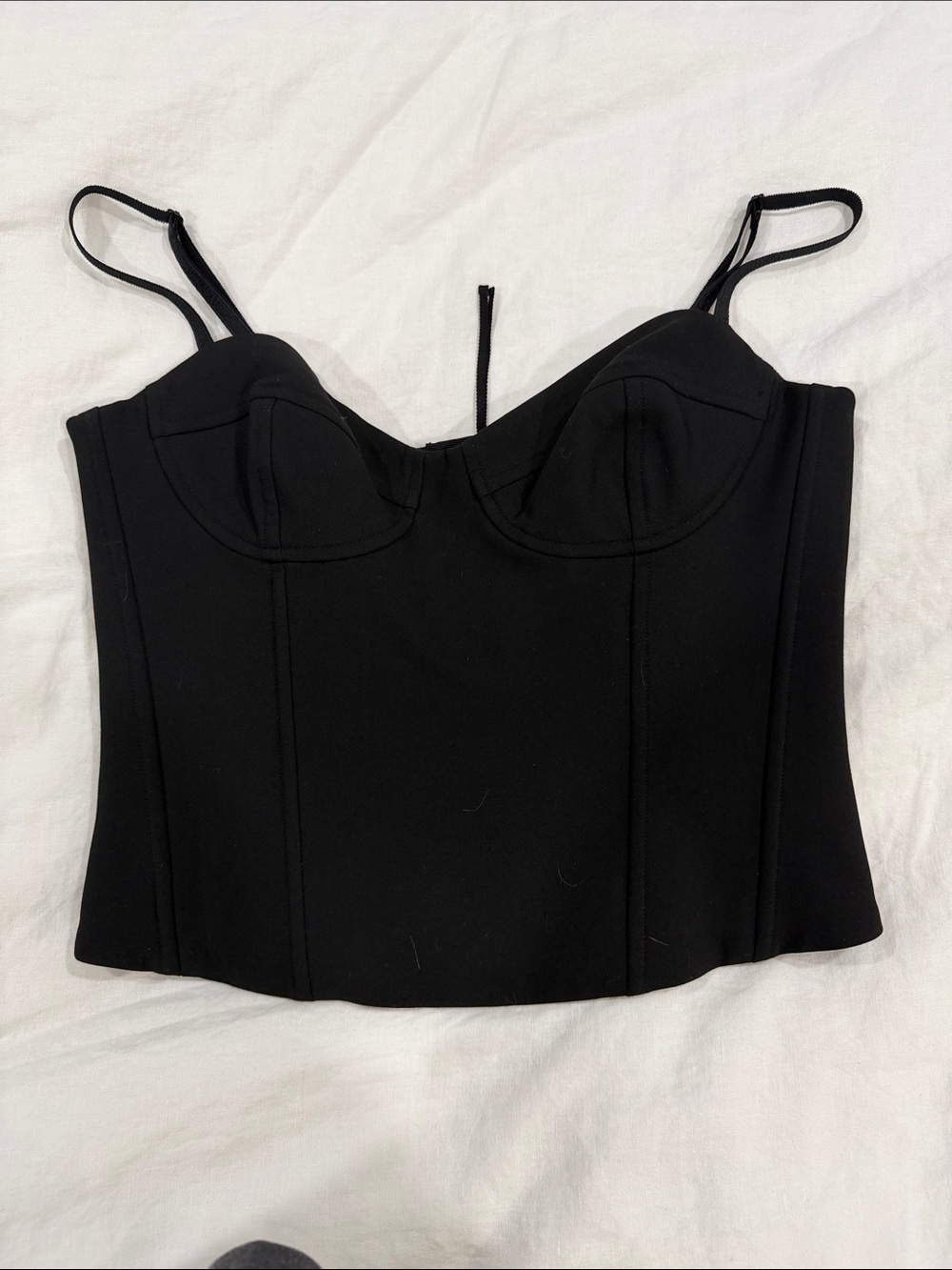 Aritzia Wilfred Black Structured Bustier Crop Top
